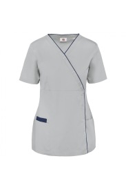 Ladies’ polycotton smock with press studs Kleur GREY