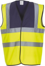 Signalisatievest met 2 Banden &amp; Bretels Kleur NAVY / HI VIZ YELLOW