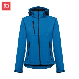 Dames softshell met afneembare capuchon  zagreb wo Kleur petrol blauw