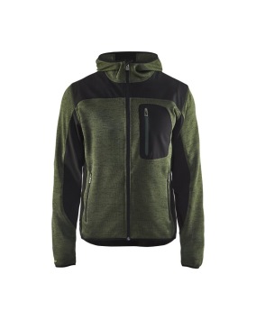 Gebreid vest met softshell blaklader