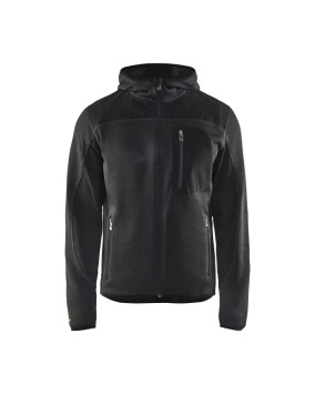 Gebreid vest met softshell blaklader