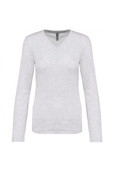 Long-sleeved V-neck T-shirt K382