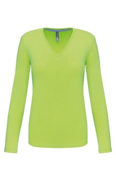 Long-sleeved V-neck T-shirt K382